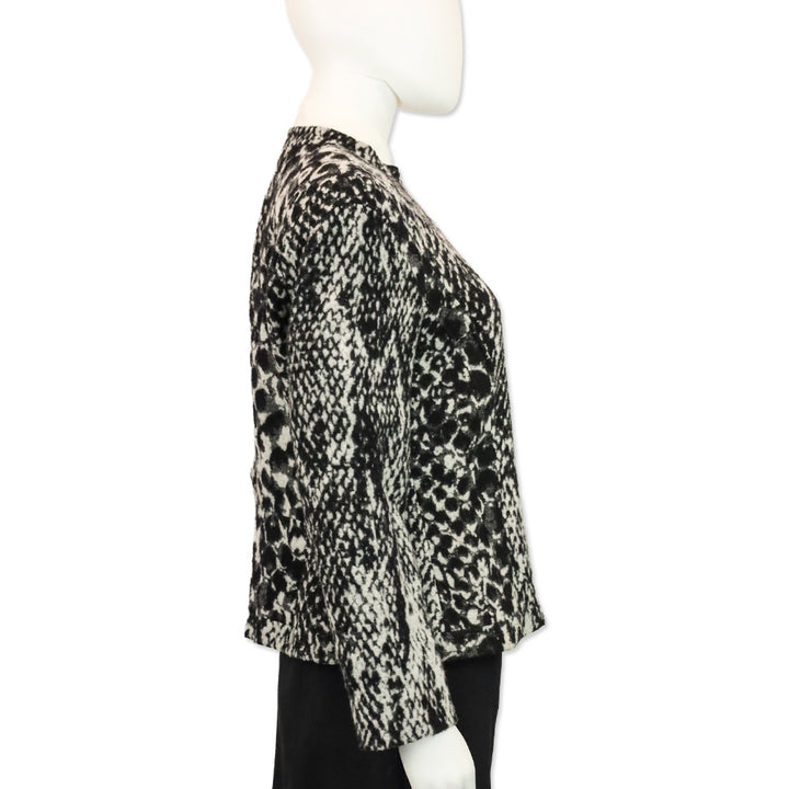 Giorgio Armani Black/Grey Snakeskin Pattern Wool Blend Moto Jacket