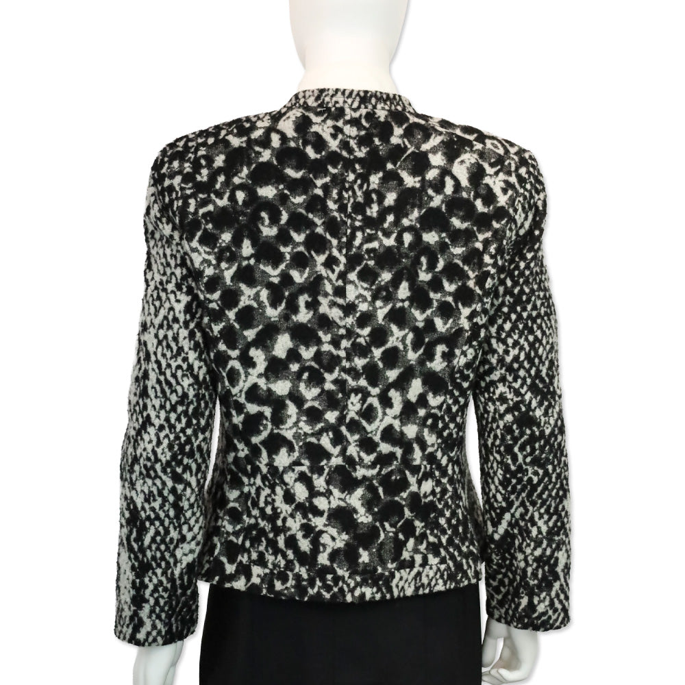 Giorgio Armani Black/Grey Snakeskin Pattern Wool Blend Moto Jacket