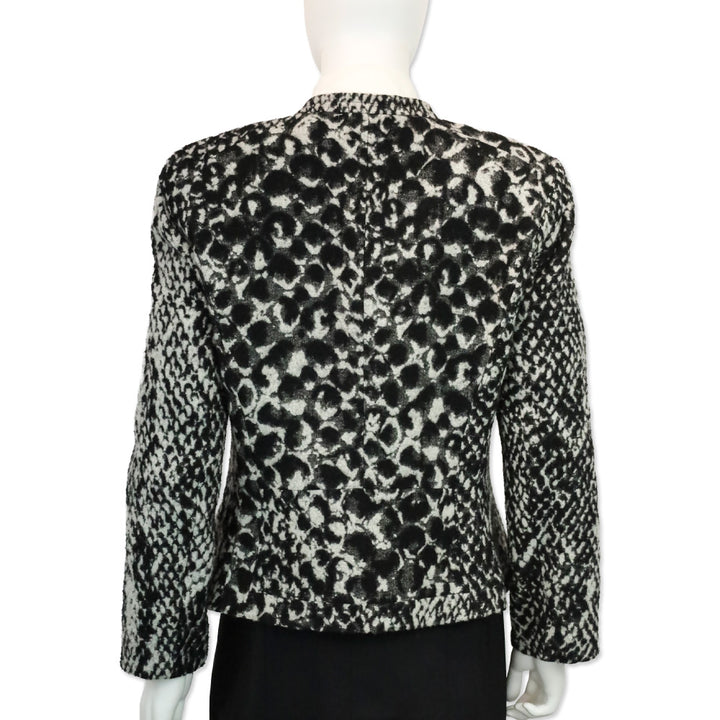 Giorgio Armani Black/Grey Snakeskin Pattern Wool Blend Moto Jacket