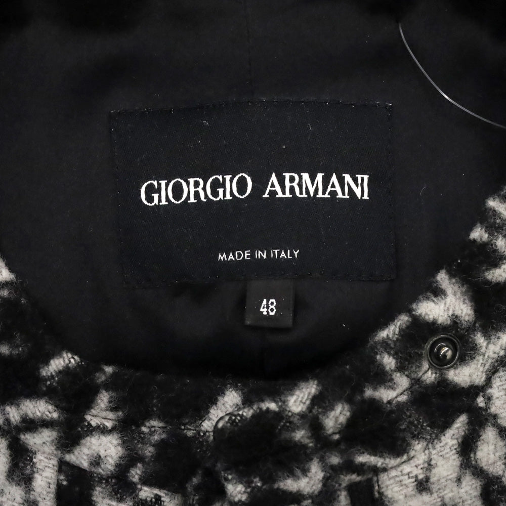Giorgio Armani Black/Grey Snakeskin Pattern Wool Blend Moto Jacket