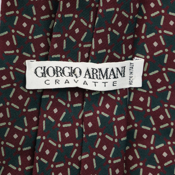 Giorgio Armani Burgundy/Green Geometric Molecule Printed Silk Tie