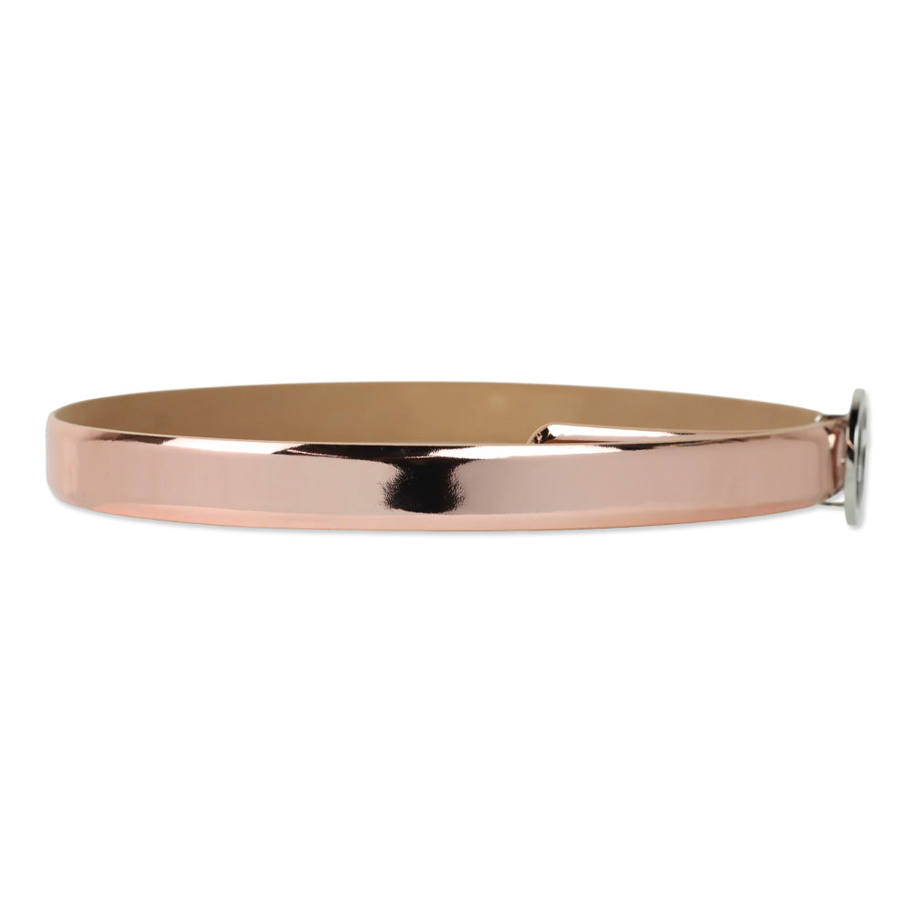 Giorgio Armani Metallic Rose Gold Silver Logo Buckle Belt