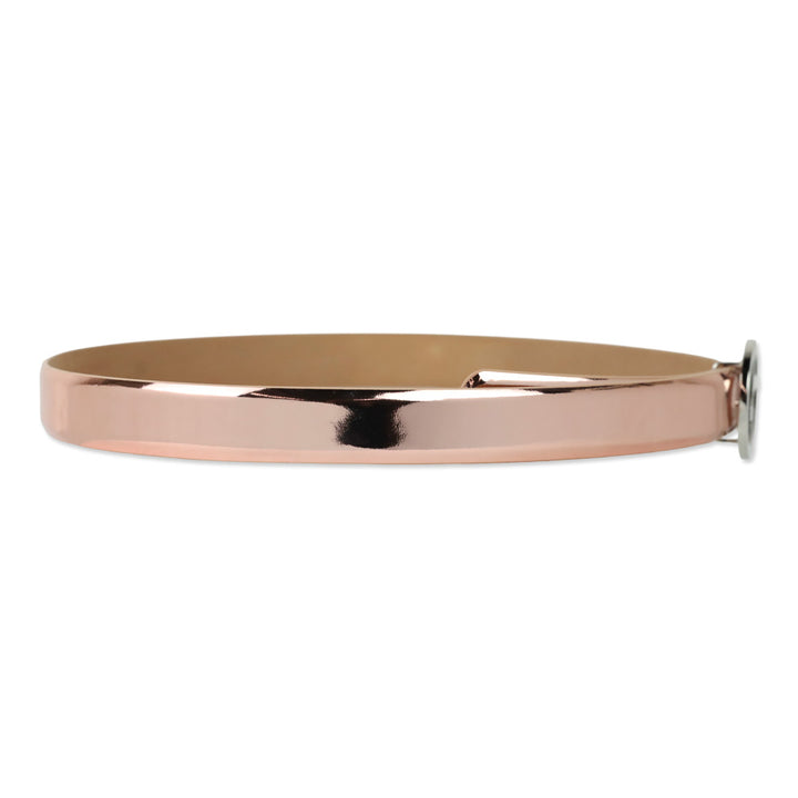 Giorgio Armani Metallic Rose Gold Silver Logo Buckle Belt