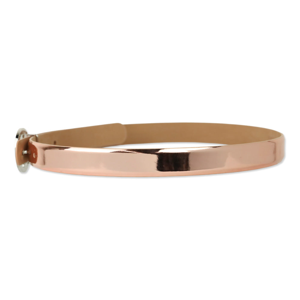 Giorgio Armani Metallic Rose Gold Silver Logo Buckle Belt