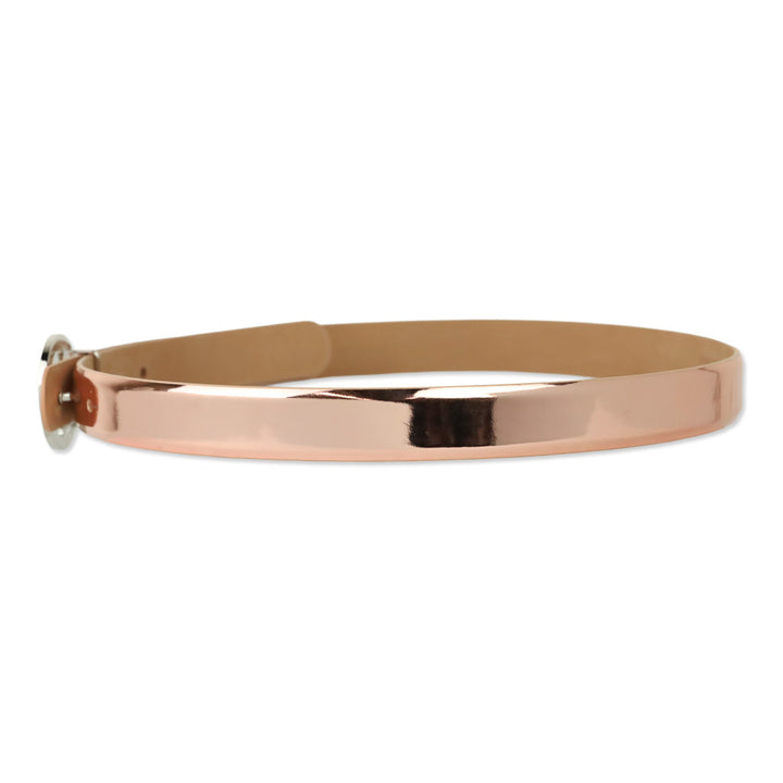 Giorgio Armani Metallic Rose Gold Silver Logo Buckle Belt