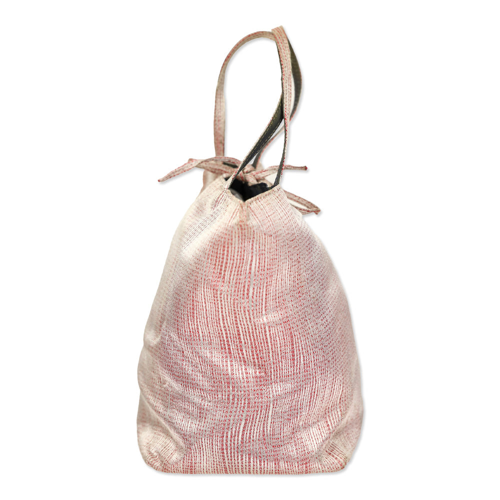 Giorgio Armani White/Red Silk Woven Reversible Mini Tote