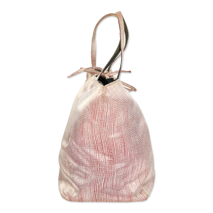 Giorgio Armani White/Red Silk Woven Reversible Mini Tote