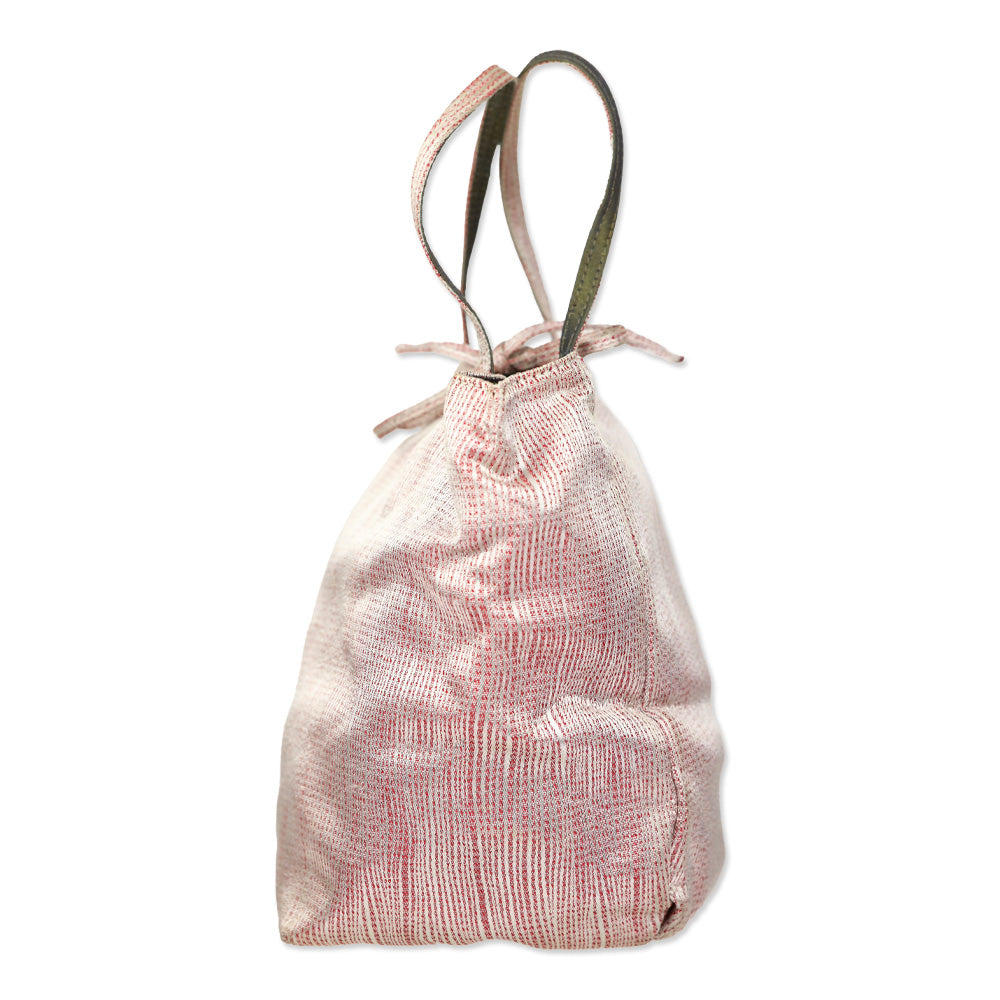 Giorgio Armani White/Red Silk Woven Reversible Mini Tote