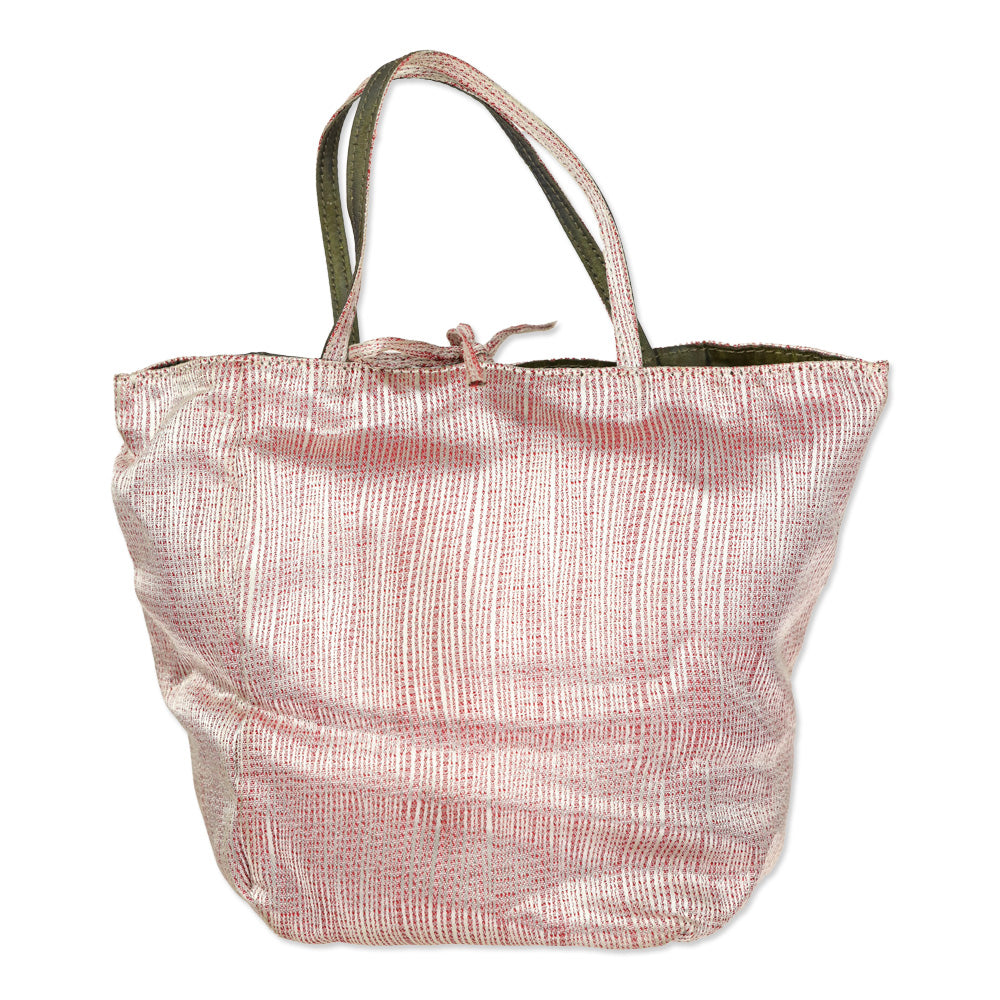 Giorgio Armani White/Red Silk Woven Reversible Mini Tote