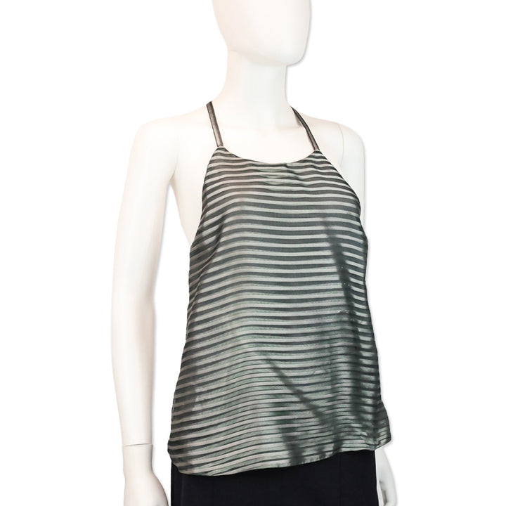 Giorgio Armanin Teal/Grey Mesh Halter Top