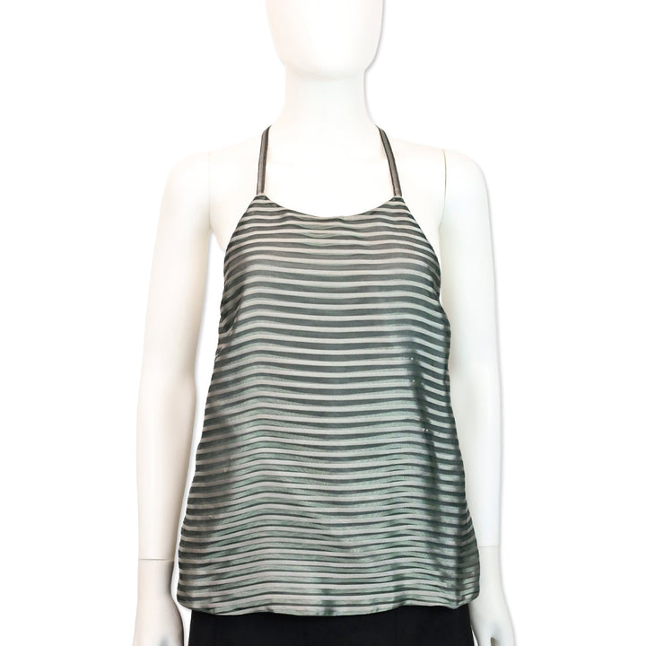 Giorgio Armanin Teal/Grey Mesh Halter Top