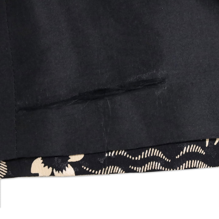 Giorgio Armani Black/Beige Floral Bird Print Double-Breasted Chiffon Blazer