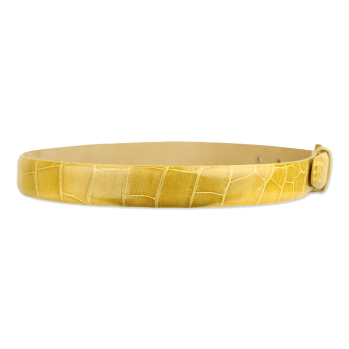 Giorgio's of Palm Beach Yellow Alligator Leather Belt with Wrapped Round Buckle