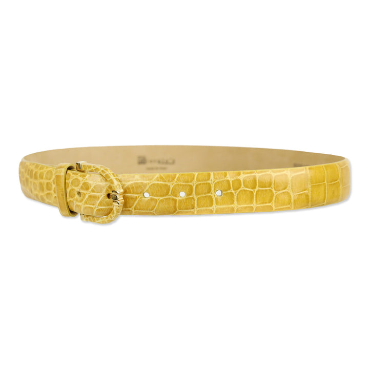 Giorgio's of Palm Beach Yellow Alligator Leather Belt with Wrapped Round Buckle
