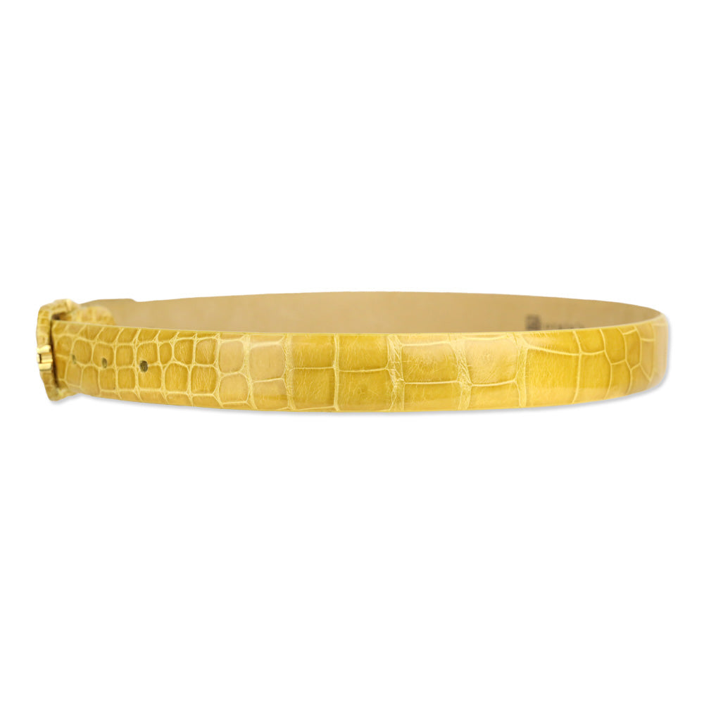 Giorgio's of Palm Beach Yellow Alligator Leather Belt with Wrapped Round Buckle