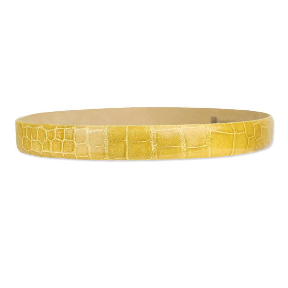 Giorgio's of Palm Beach Yellow Alligator Leather Belt with Wrapped Round Buckle