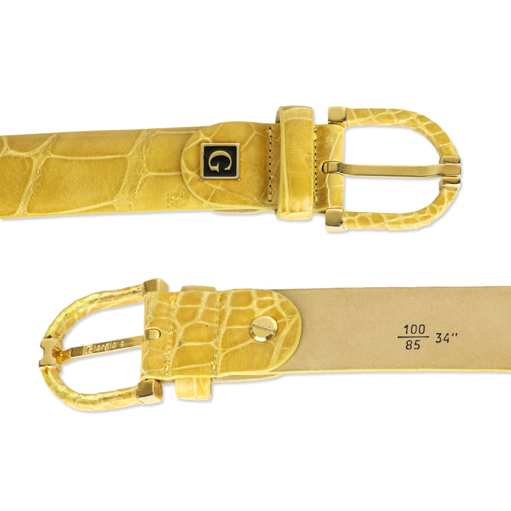 Giorgio's of Palm Beach Yellow Alligator Leather Belt with Wrapped Round Buckle