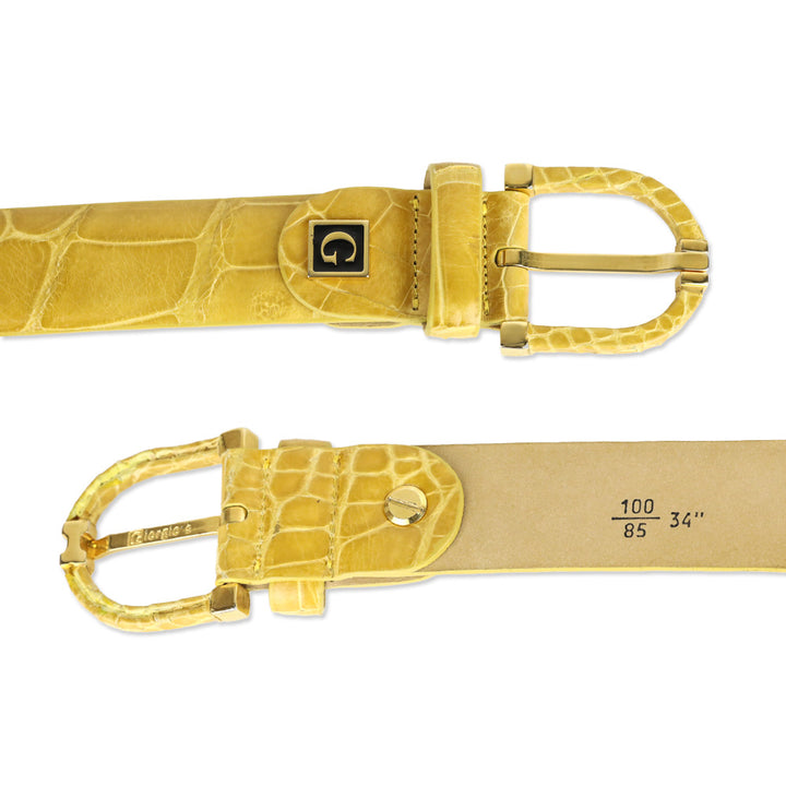 Giorgio's of Palm Beach Yellow Alligator Leather Belt with Wrapped Round Buckle