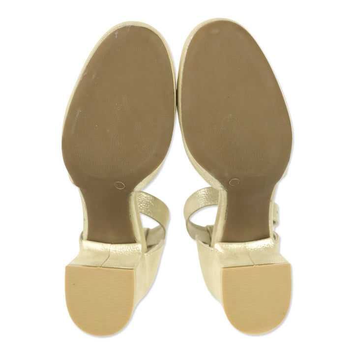 Girotti Metallic Gold Block Heel Classic Pump