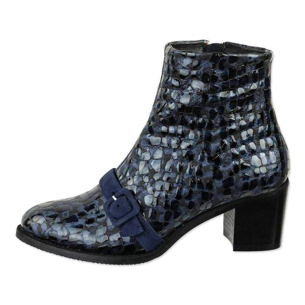Girotti Ocean Shiny Croco Leather Buckle Everyday Booties