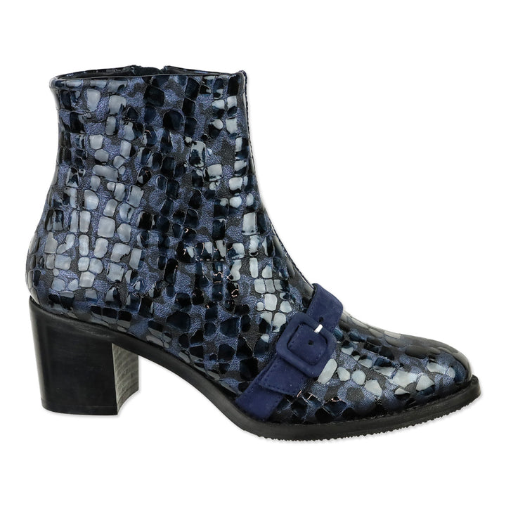 Girotti Ocean Shiny Croco Leather Buckle Everyday Booties