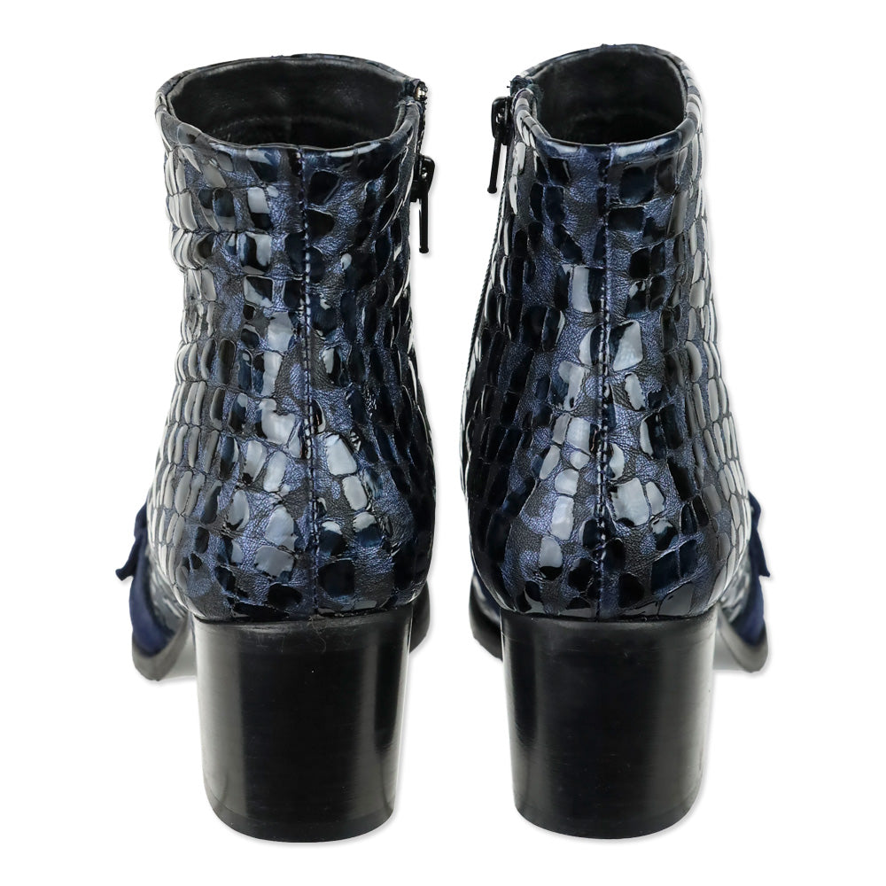 Girotti Ocean Shiny Croco Leather Buckle Everyday Booties