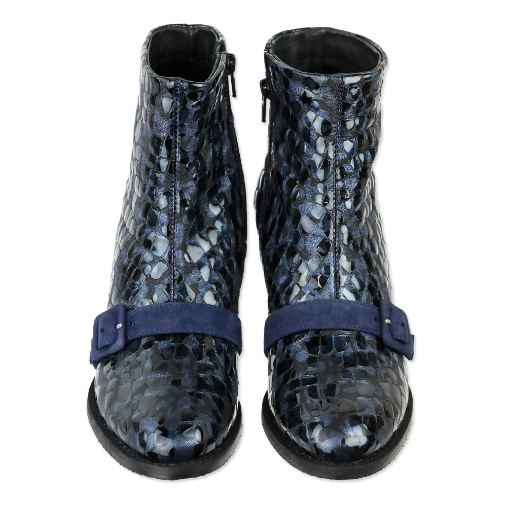 Girotti Ocean Shiny Croco Leather Buckle Everyday Booties