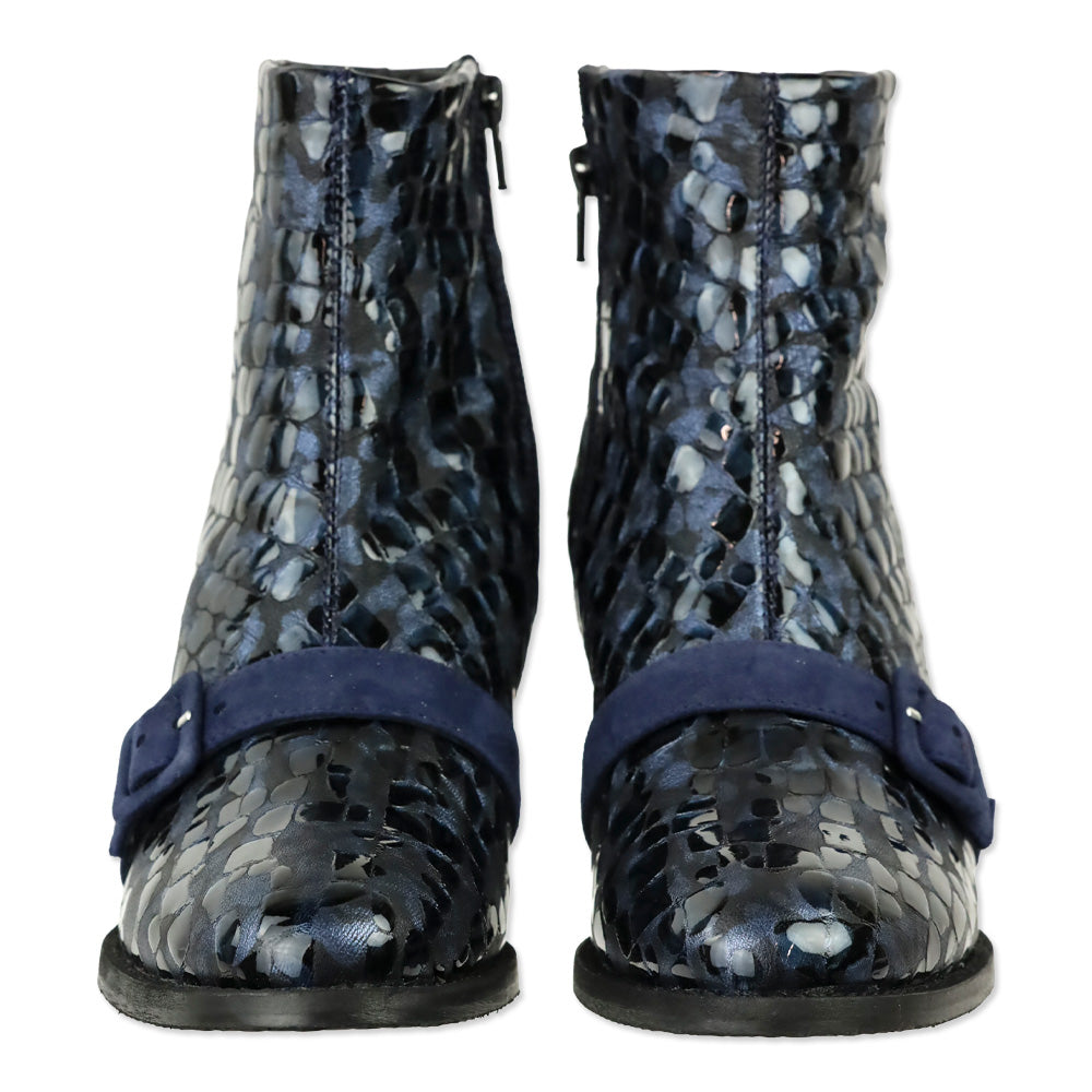 Girotti Ocean Shiny Croco Leather Buckle Everyday Booties