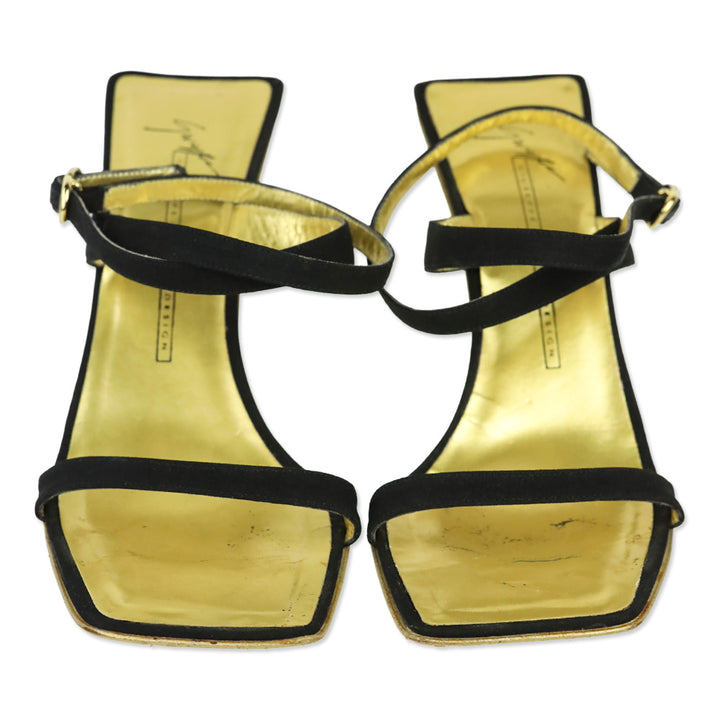 Giuseppe Zanotti Black Ankle-Strap Sandal with Pearl Heel