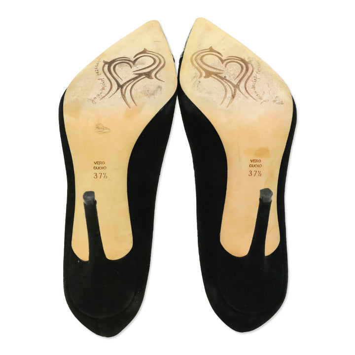 Giuseppe Zanotti Black Croc-Embossed Leather Pump
