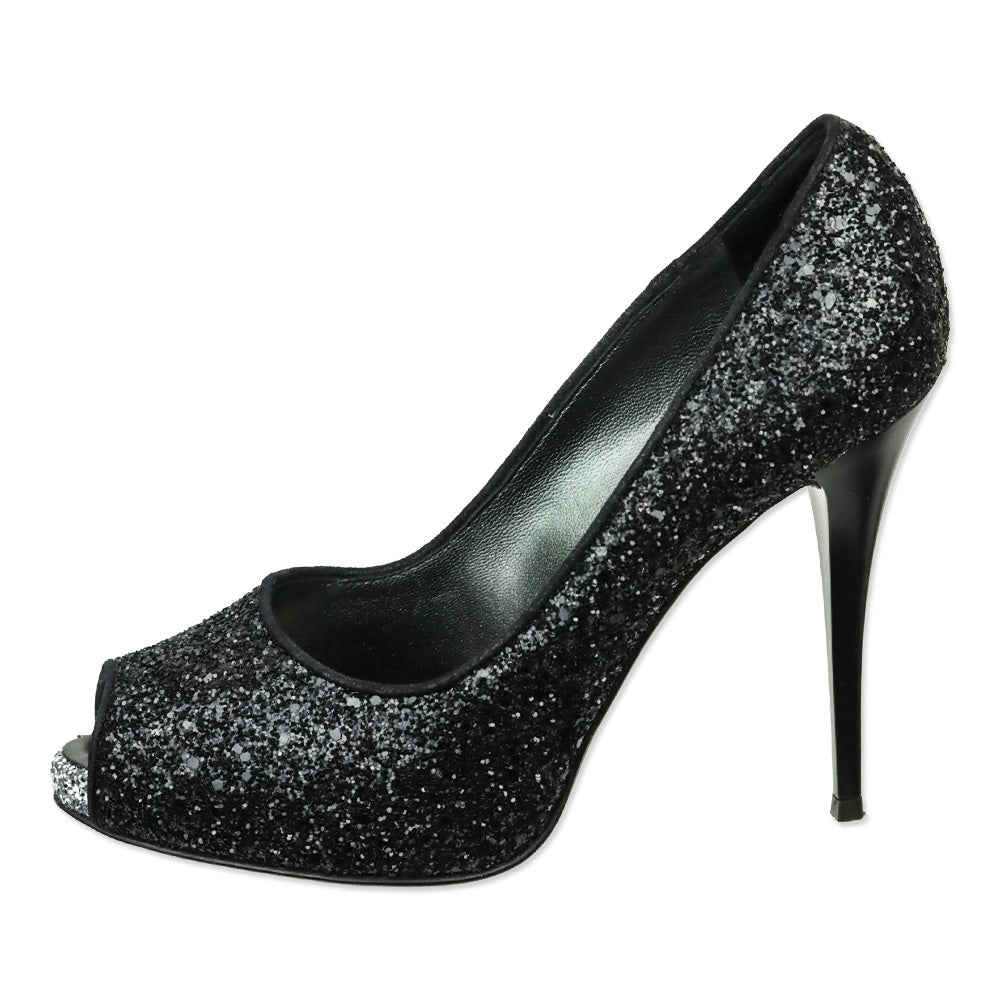Giuseppe Zanotti Black Glitter Pix 100 Pump
