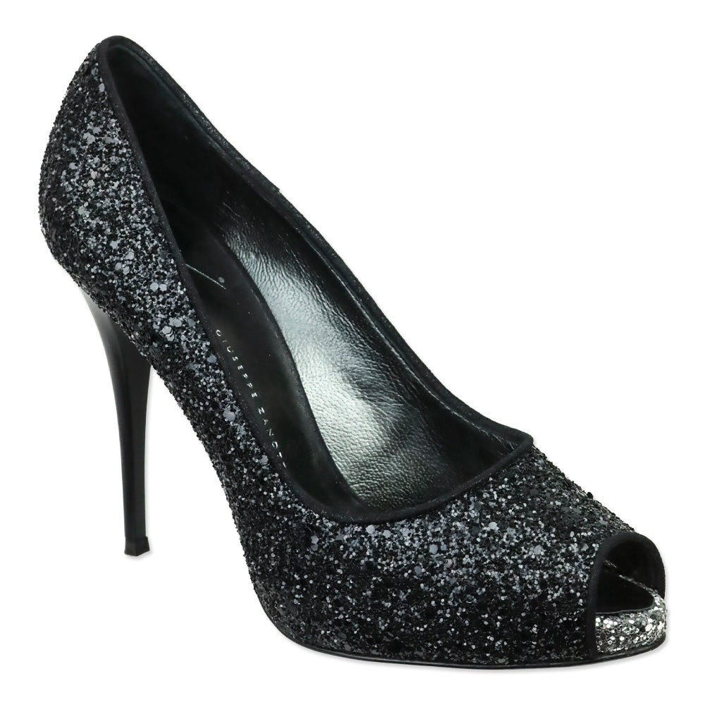 Giuseppe Zanotti Black Glitter Pix 100 Pump