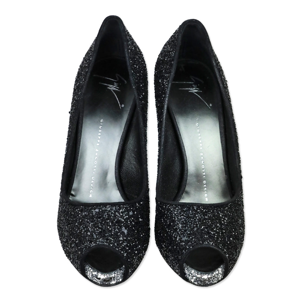 Giuseppe Zanotti Black Glitter Pix 100 Pump