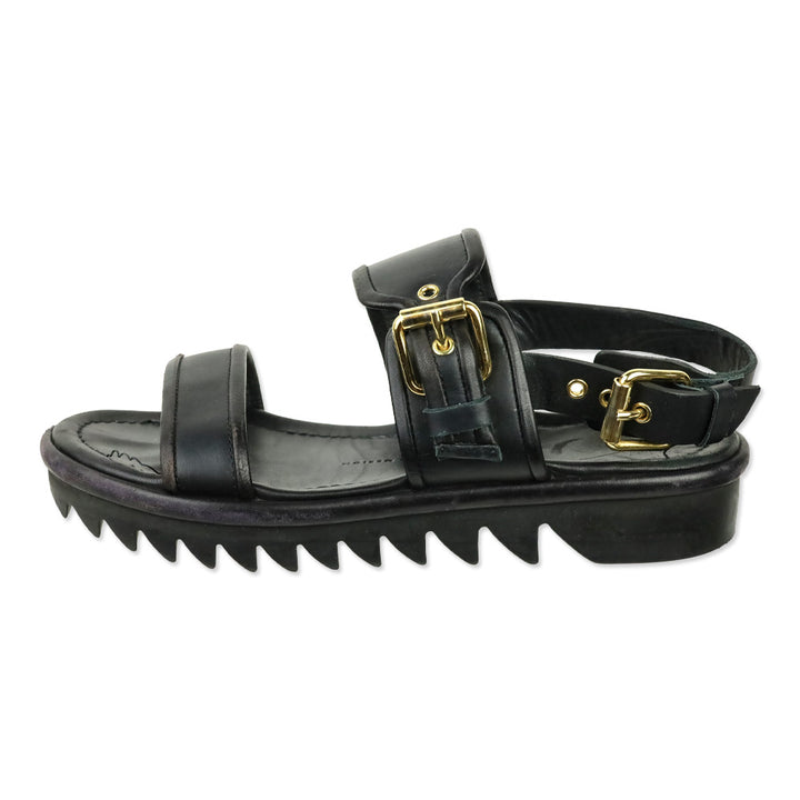 Giuseppe Zanotti Black Leather Elma Buckle Strap Sandals