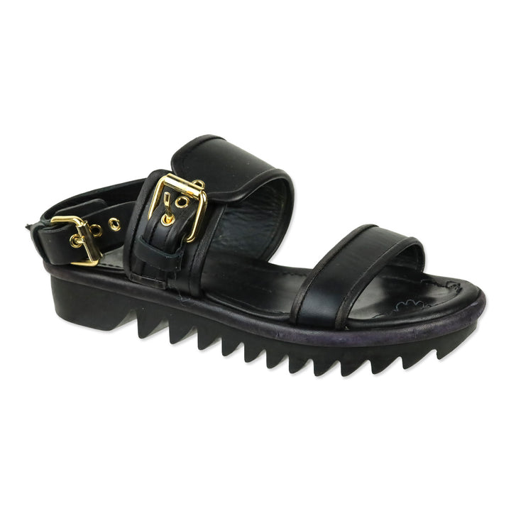Giuseppe Zanotti Black Leather Elma Buckle Strap Sandals