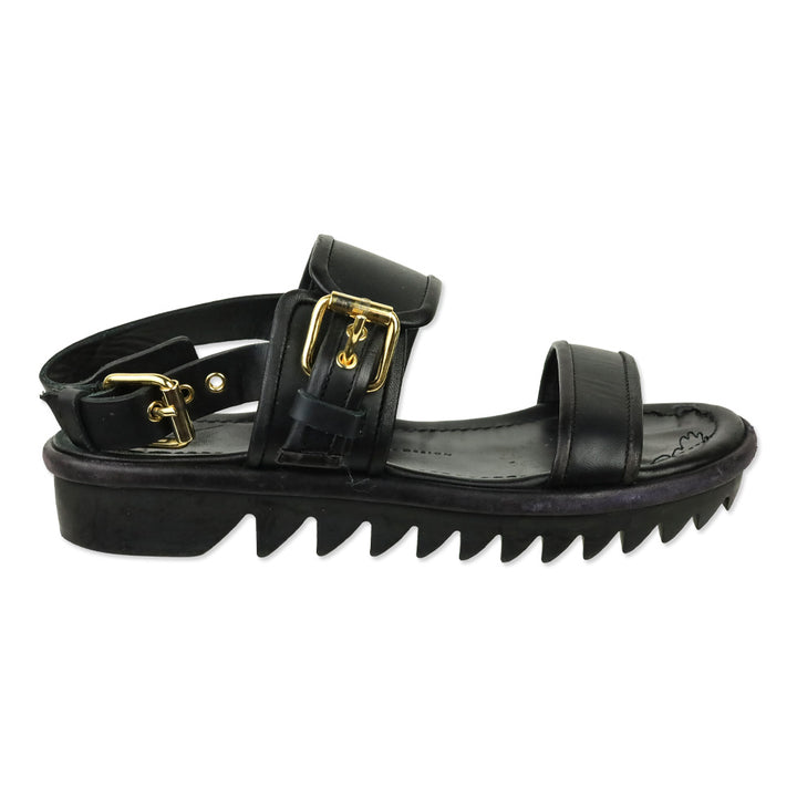 Giuseppe Zanotti Black Leather Elma Buckle Strap Sandals
