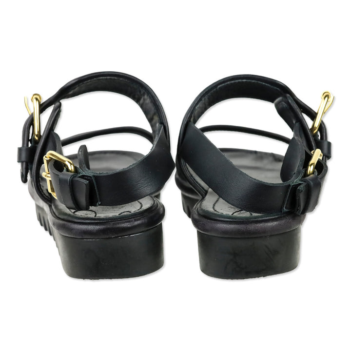 Giuseppe Zanotti Black Leather Elma Buckle Strap Sandals
