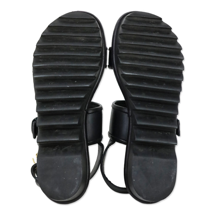 Giuseppe Zanotti Black Leather Elma Buckle Strap Sandals