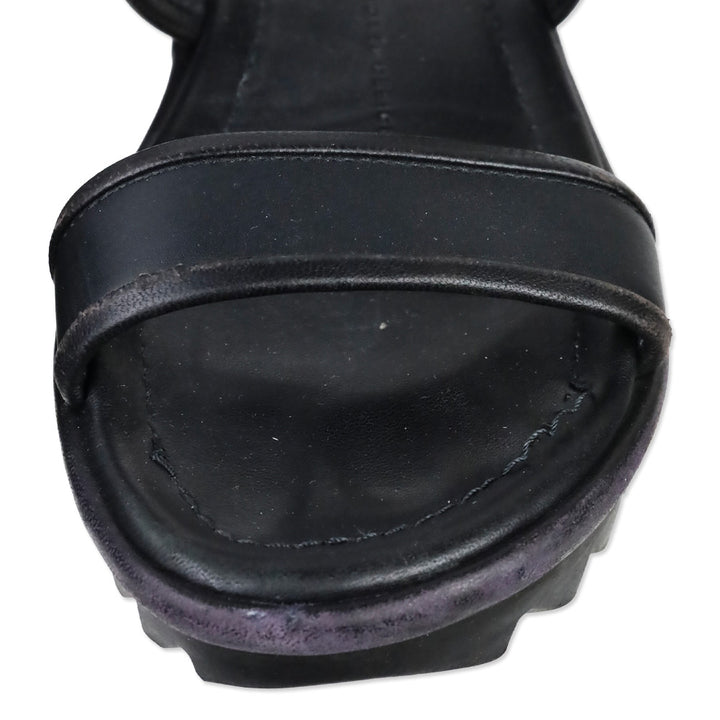 Giuseppe Zanotti Black Leather Elma Buckle Strap Sandals