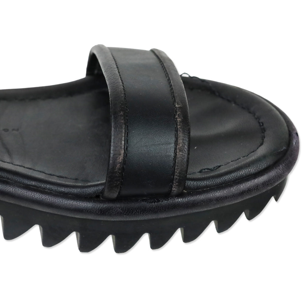 Giuseppe Zanotti Black Leather Elma Buckle Strap Sandals