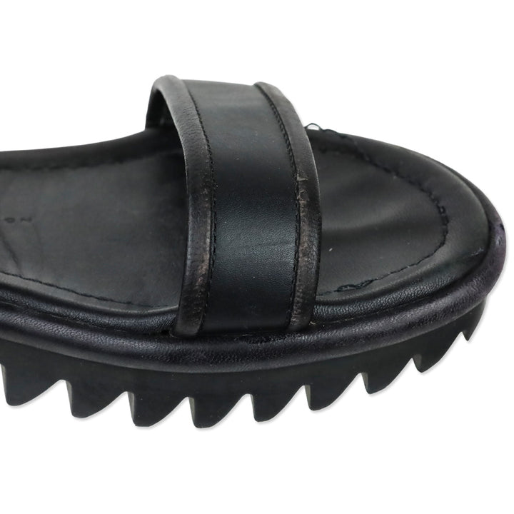 Giuseppe Zanotti Black Leather Elma Buckle Strap Sandals