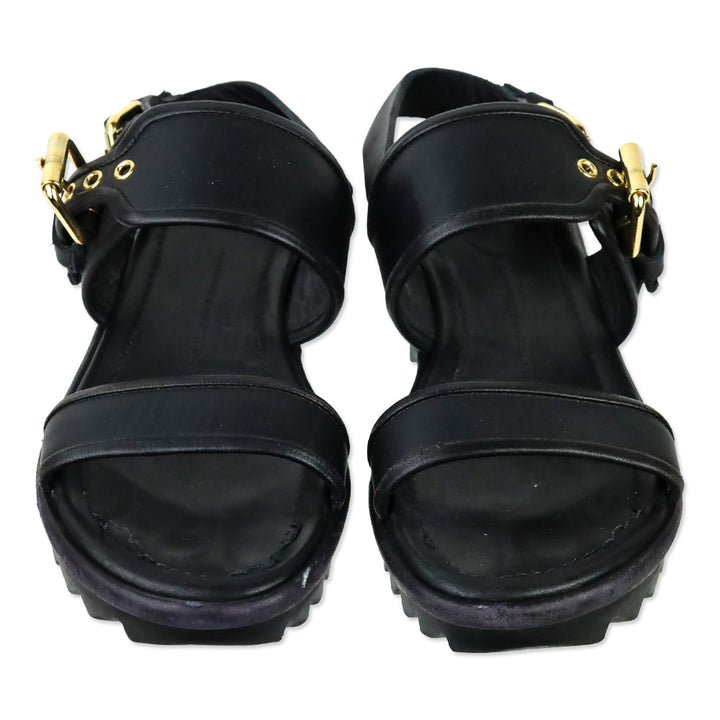 Giuseppe Zanotti Black Leather Elma Buckle Strap Sandals