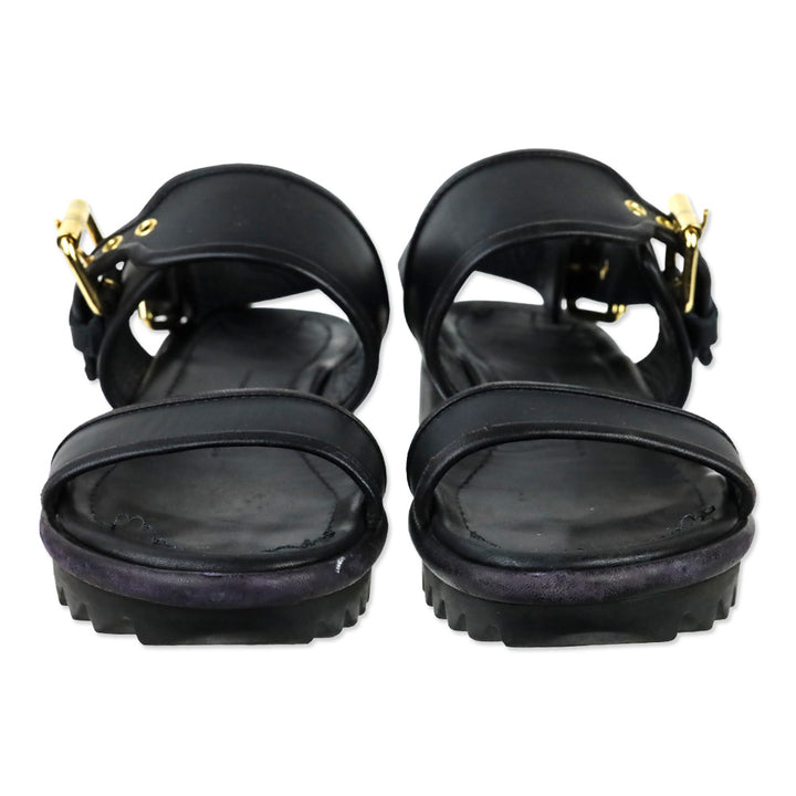 Giuseppe Zanotti Black Leather Elma Buckle Strap Sandals