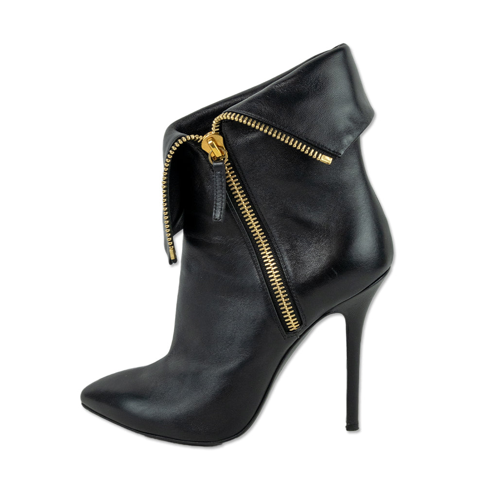 Giuseppe Zanotti Black Leather Fold Over Ankle Boots