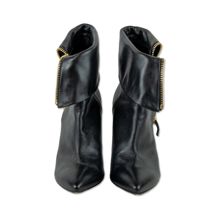 Giuseppe Zanotti Black Leather Fold Over Ankle Boots