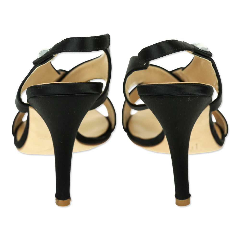 Giuseppe Zanotti Black Satin Criss Cross Slingback Sandals