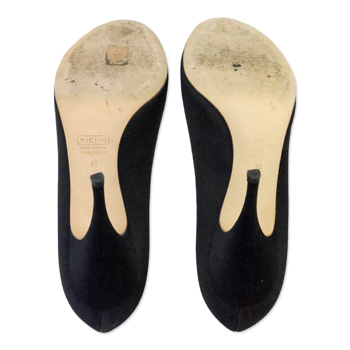 Giuseppe Zanotti Black Satin Enamel Fish Peep Toe Pump