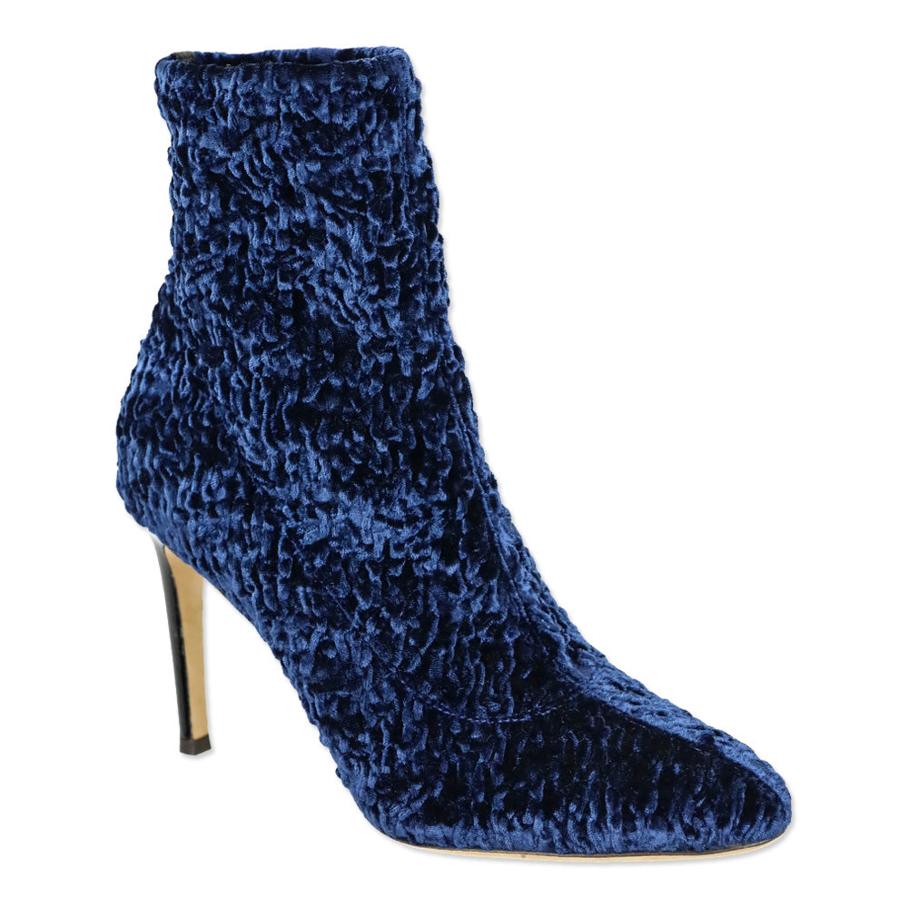 Giuseppe Zanotti Blue Shirred Stretch Velvet Heeled Boot
