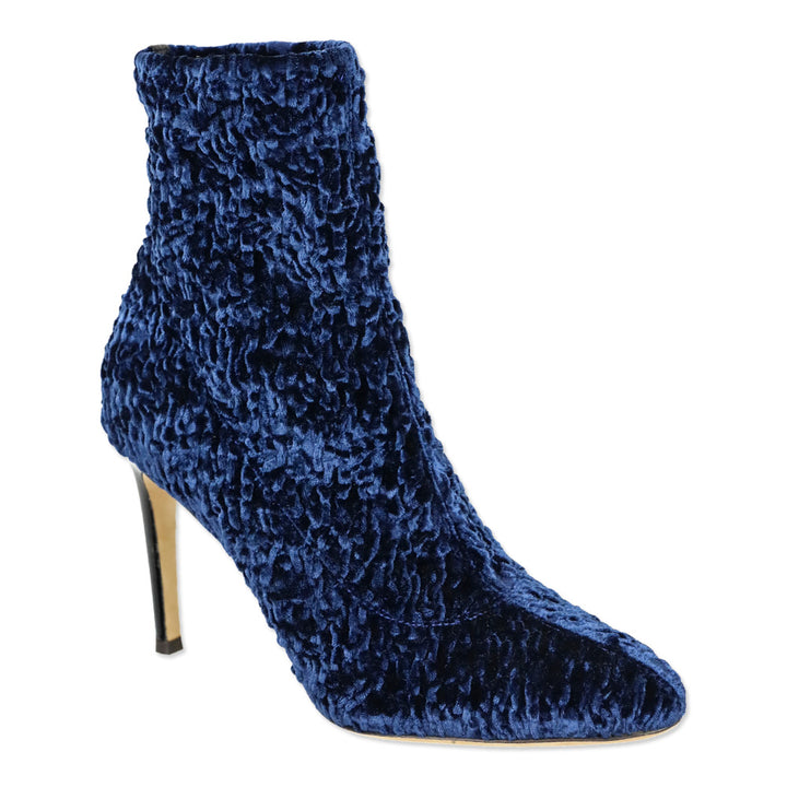Giuseppe Zanotti Blue Shirred Stretch Velvet Heeled Boot