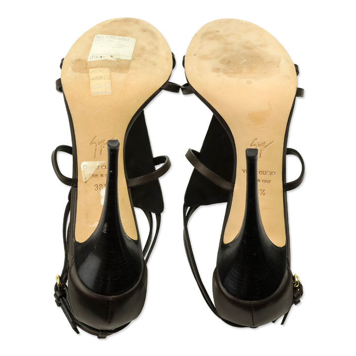 Giuseppe Zanotti Brown Leather Harness Y-Strap Sandals